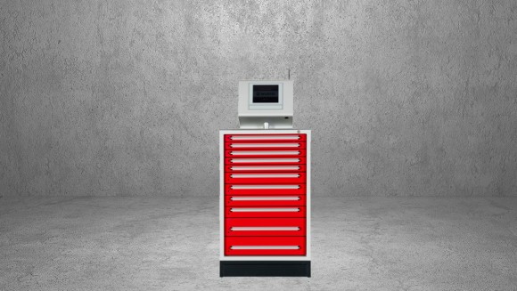Uitgifteautomaat met laden voor waardevolle artikelen